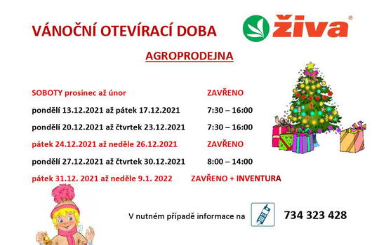 Vánoční otevírací doba prodejny